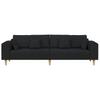 Black 4 Seater Sofa with Cushions 250 X 77 X 76 Cm Fabric