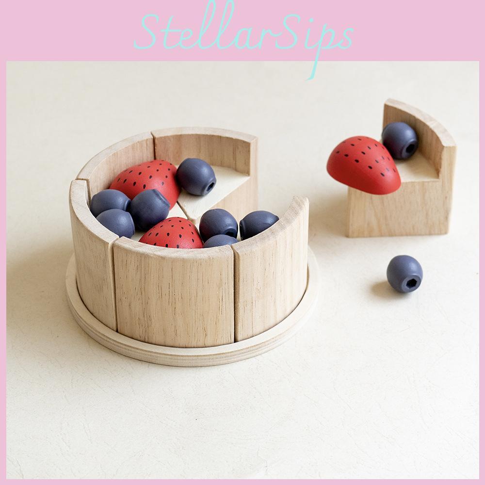 Wooden Simulation Blueberry Strawberry Cake Model Children Toy Set For Imaginative Learning