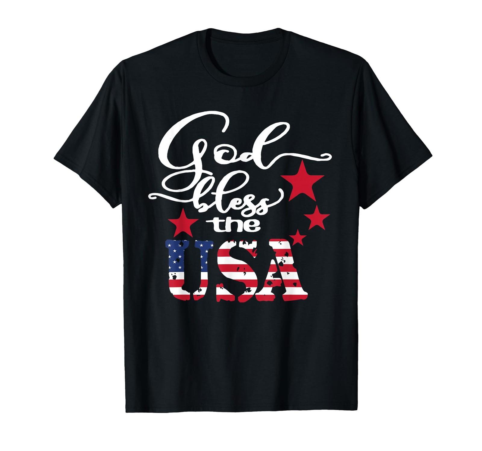 God Bless The USA 4th of July Patriotic US Flag T-Shirt S