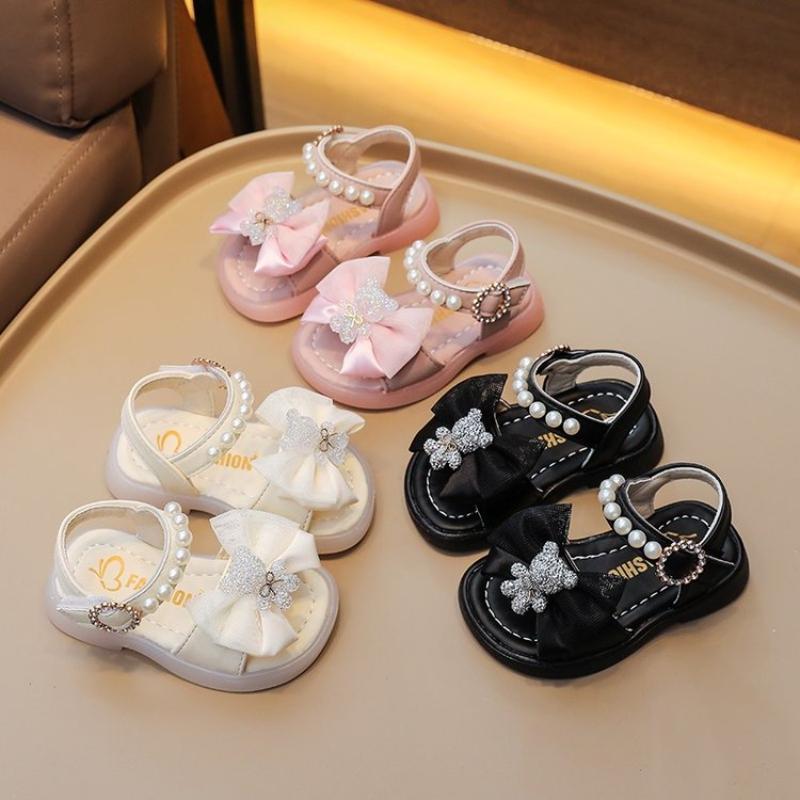 Sandali Estivi Comodi e Divertenti per Bambina Decorazioni Orsetto Kawaii Aperte Sulla Punta 1-4 Anni Scarpe da Spiaggia per Bambina Piccola