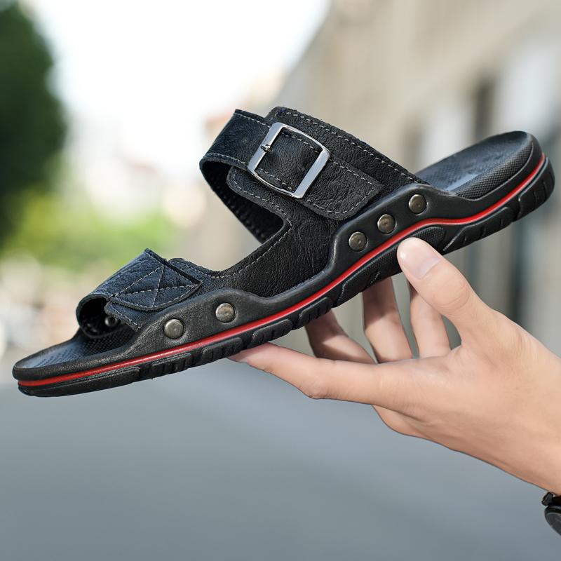 Fashion 2025 New Summer Men Casual Leather Walking Shoes Outdoor Antiskid Soft Sole Beach Shoes Designer Large Size Comfy Slip-On 38-49