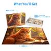 CHengQiSM 1000 Piece Jigsaw Puzzle Cat Reading a Book by the Window Puzzle 1000 Piece Cat Cute Painting Stylish Interior Present (70x50cm)