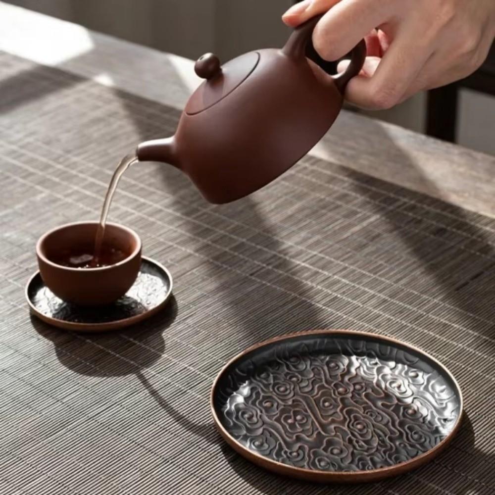 Round/Square Alloy Coaster Retro Cup Holder New Tea Tray  Tea Set Accessories