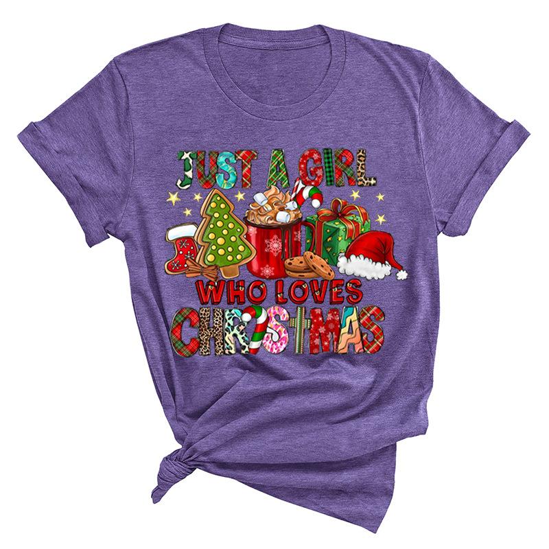 Christmas Printed Fashionable Women's T-shirt Christmas Trend Pure Cotton Casual Sportswear T-Shirts Women’s