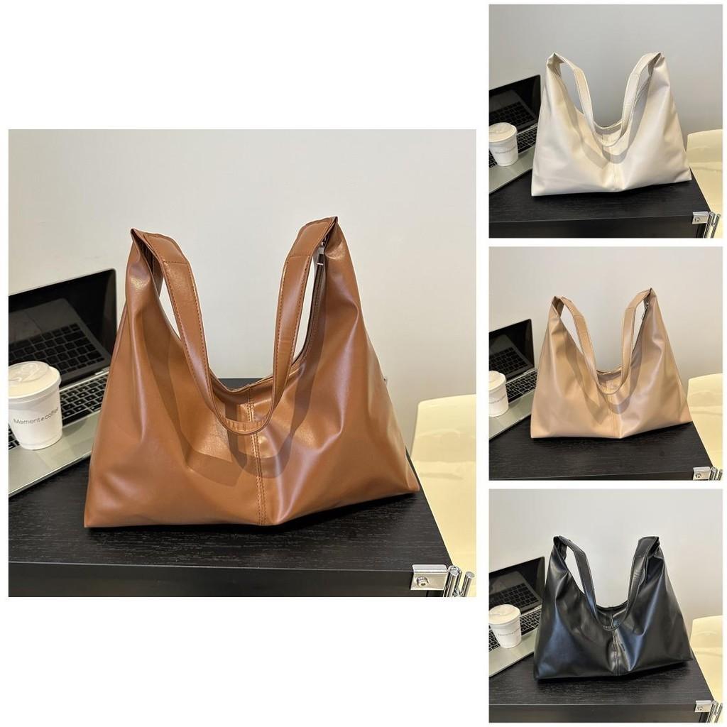Fashionable Retro Pu Shoulder Bag Stylish Winter Commuter Tote Large Capacity