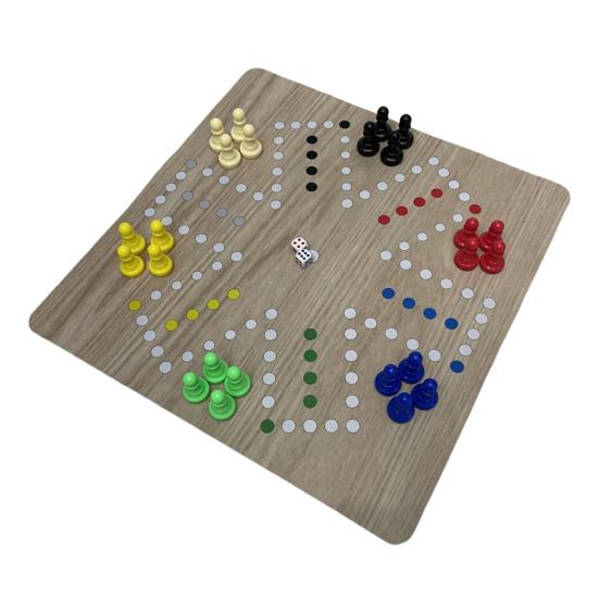 1 Set 6 Players Flying Chess Game with 35CM Rubber Chessboard 24 Chess Pieces 2 Dice Kids Adults Family Night Interactive Classic Strategy Game