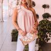 Spring and Summer New Women's Casual Fashion One-shoulder Strapless T-shirt Sleeveless Solid Color Top