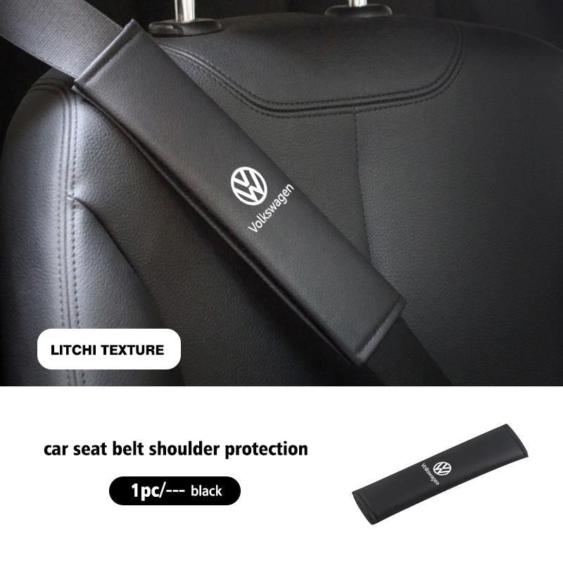 BIG1 For Volkswagen VW 2pcs Car Seat Belt Shoulder Protector Litchi Grain Fatigue Relief Pad Polo Jetta Sagitar Magotan Passat B5 B6