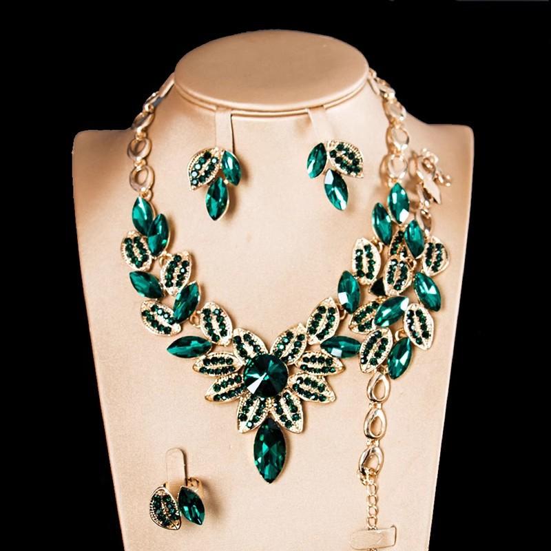 Jewelry Gemstone Four-Piece Short Collarbone Necklace Bridal Wedding Dress Accessories