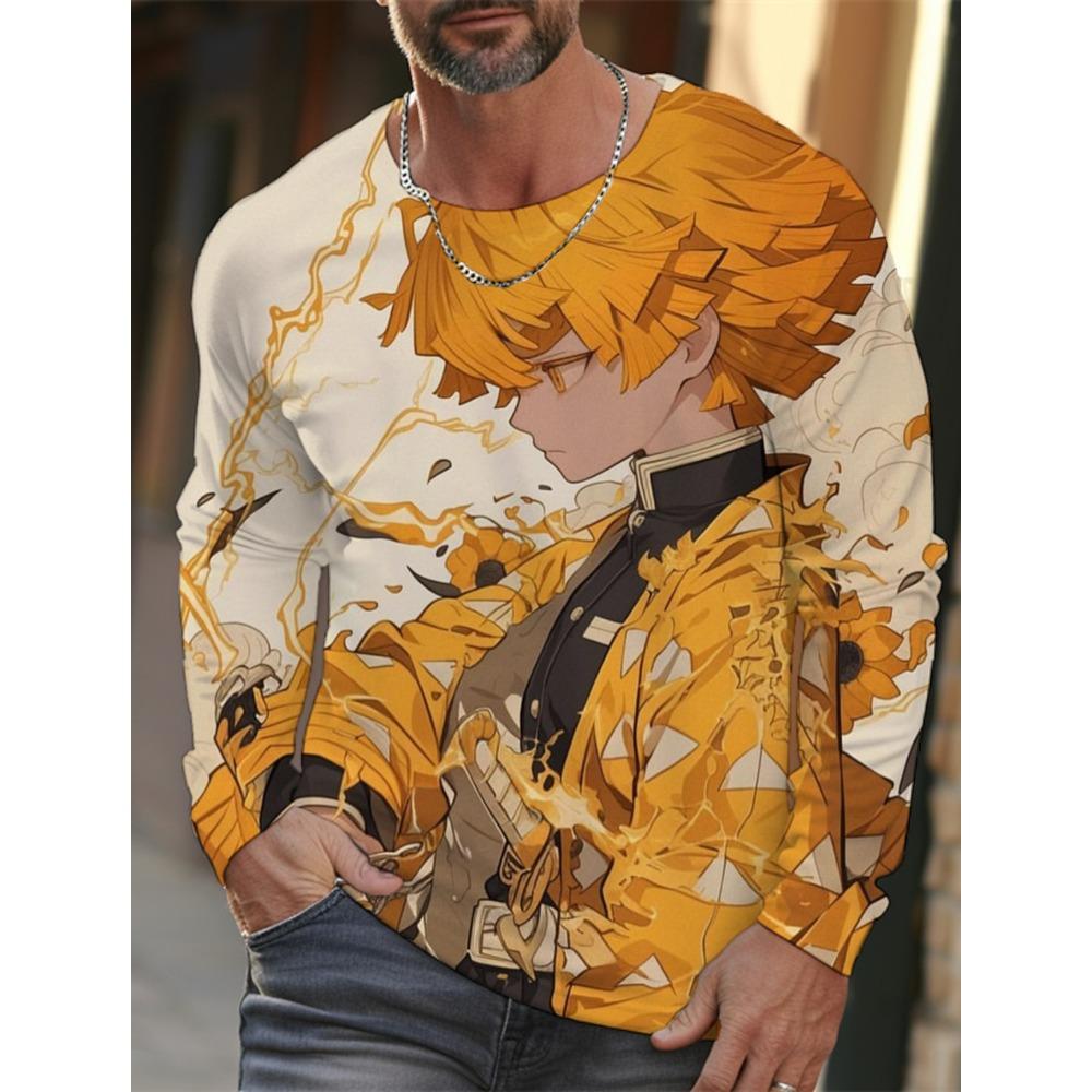 Men's Long-sleeved T-shirt 3D Printing Anime Printing Men's Long-sleeved T-shirt Autumn Tops
