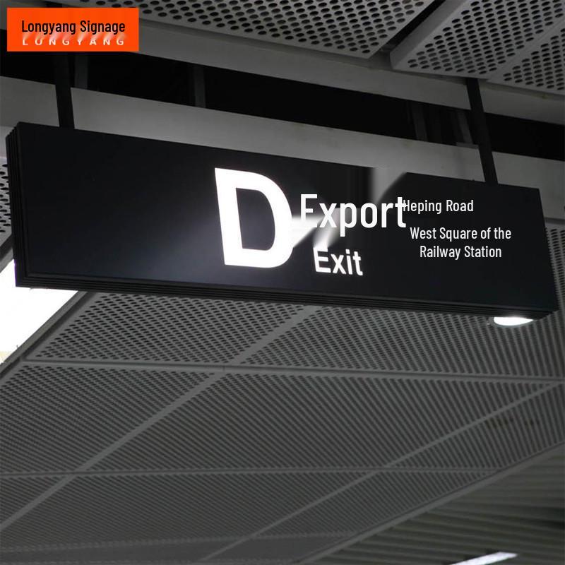 Double-Sided LED Hanging Light Box for Cashier or Restroom - Directional Sign with Hollow Design and Painted Finish