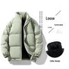 Men's Plus Size Cotton Padded Winter Jacket - Casual Stand Collar, Solid Color, Short Puffer Coat