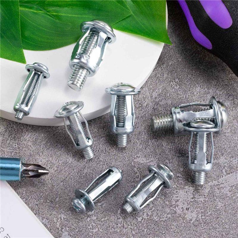 A84X-120Pcs M 4 M5 M6 M8 Petal Nuts,Expansion Screw Jack Nut,For Hollow Wall Iron Plastic Polywoodpressboard Hardboard Silver