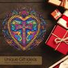Vintage Medieval Cross Heart Wind Spinner - 2D Colorful Metal Hanging Decor for Indoor/Outdoor Gardens