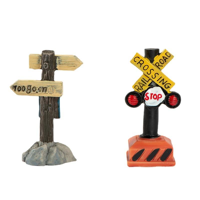 Micro Landscape Moss Decorative Small Ornaments Simulation Road Sign Resin Crafts