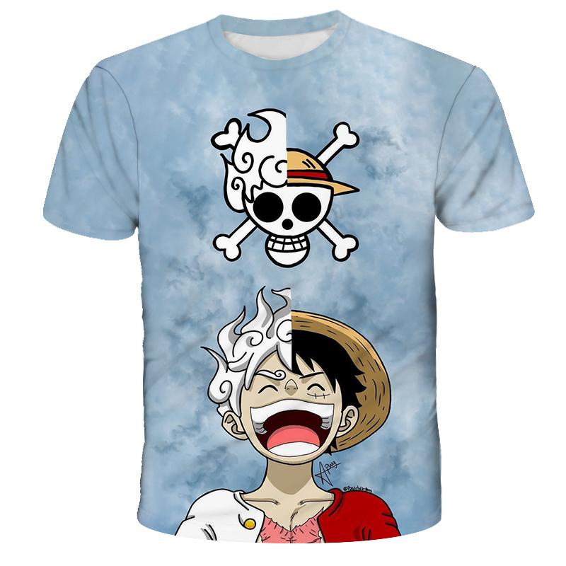 Anime One Piece Boy T-shirt Cosplay Luffy Cartoon Short-sleeved Men's Top Boy Loose Cool Gift Clothing Casual Adult T-shirt