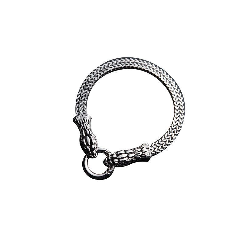 Men's Retro Punk-style Stainless Steel Snake Head Beast Head and Skull Bracelet