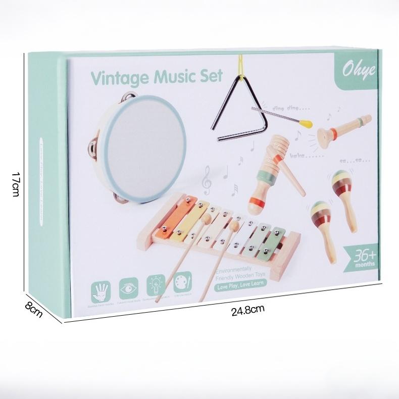 Montessori 6-in-1 Wooden Percussion Set - Music Discovery Kit for Toddlers 1-3 | Xylophone, Shakers, Sensory Toys & Gift