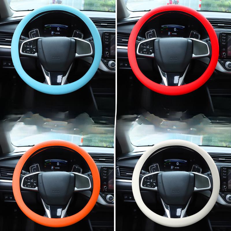 Ultra-Thin Silicone Steering Wheel Cover - Non-Slip, Sweat-Absorbent, All-Season, Unisex, Soft