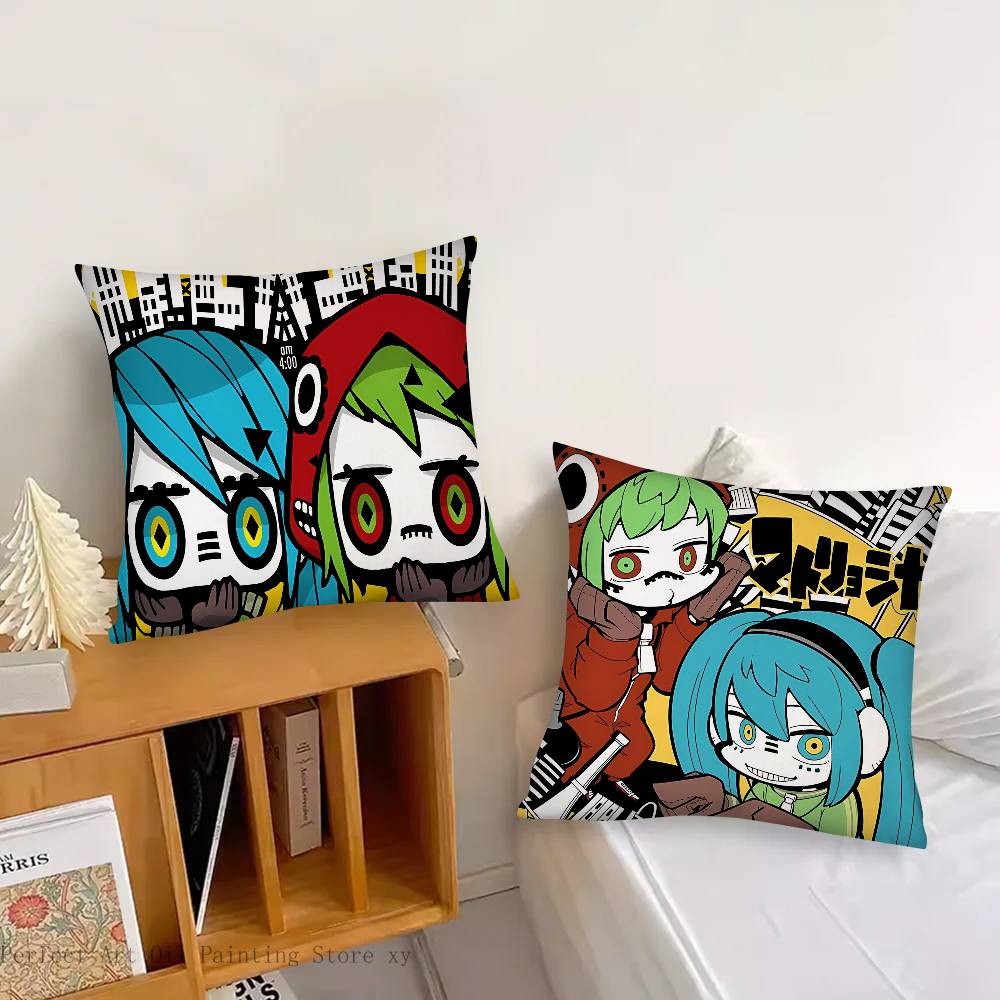 Anime GUMI And Hatsune Miku Matryoshka Pillow Case Square Pillow Bedroom Sofa Leisure Comfort Cushion Car Home Decoration