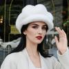 Winter Beret French Style Solid Color Design Versatile Wide Brim Hat Warmth Octagonal Hat Elegant One Size