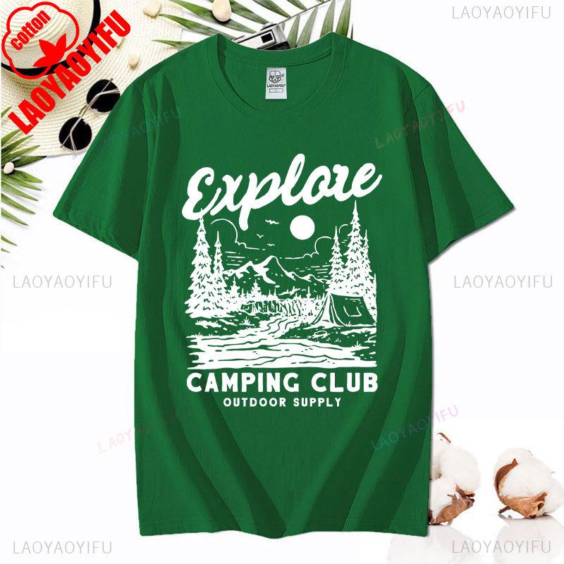 Love Camping I Hate People Vintage Funny T-Shirt Unisex Tees Camping Hiking Short Sleeve Tops Camper Gift Cotton O-Neck T-Shirt