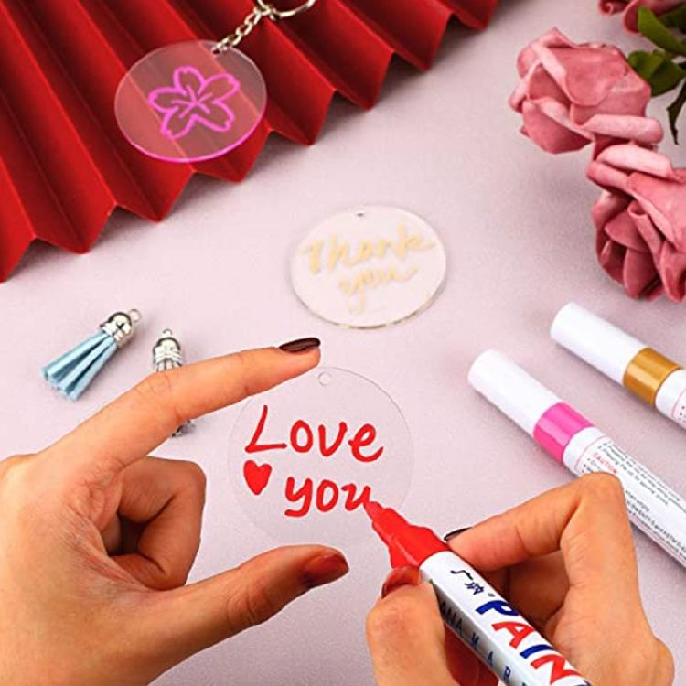 200Pcs Acrylic Keychain Blank Round-shaped Ornaments Small Gift Keychain Bulk