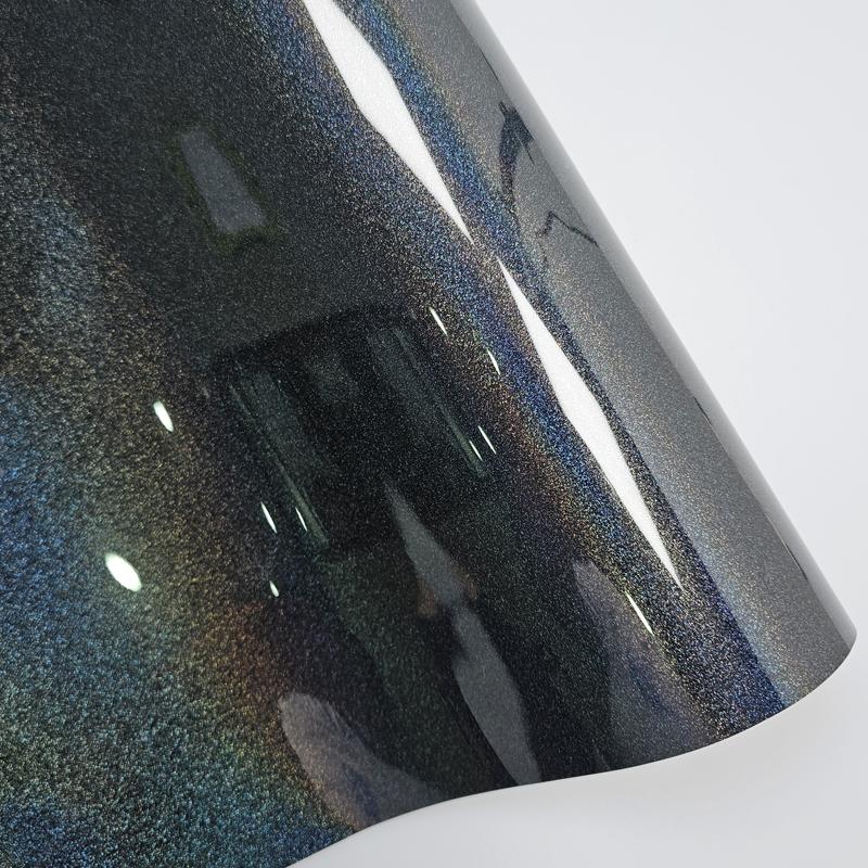 Глянцевые радужные лазерные черные автомобильные наклейки для автомобильных аксессуаров для транспортных средств, виниловая пленка, упаковочная фольга, автомобильная пленка 20CMX152CM чёрный