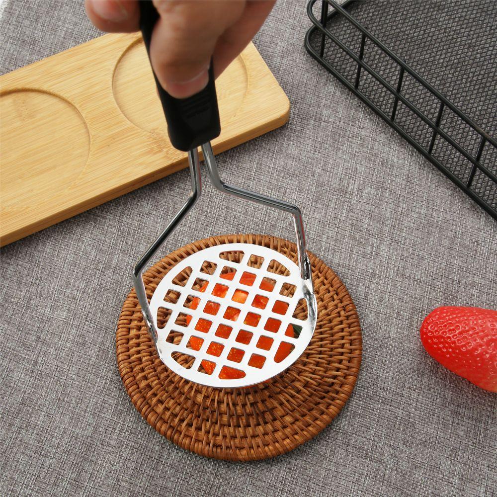 Mashed Potato Making Smooth Kitchen Potato Masher Stainless Steel Vegetable Crusher Black Handle