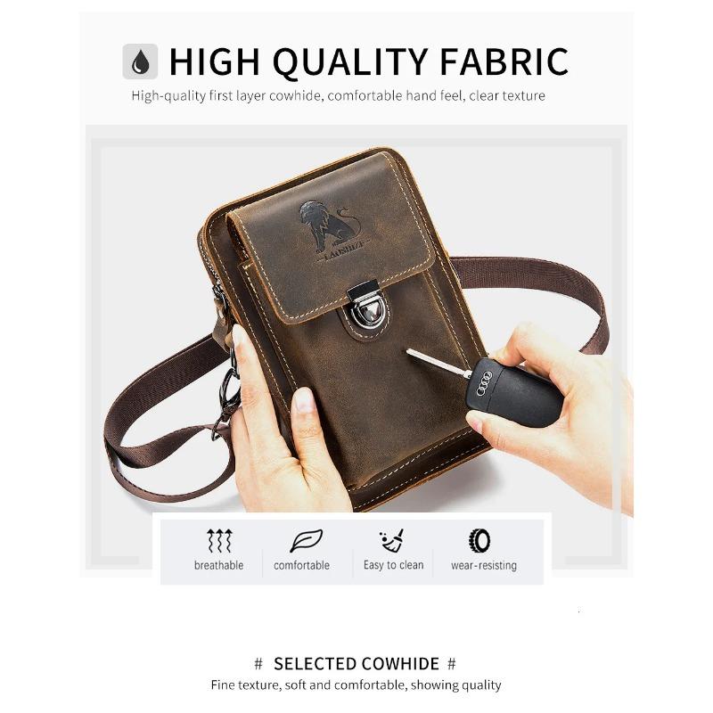Men's leather casual belt mobile waist bag multifunctional single shoulder crossbody mobile phone bag wear-resistant