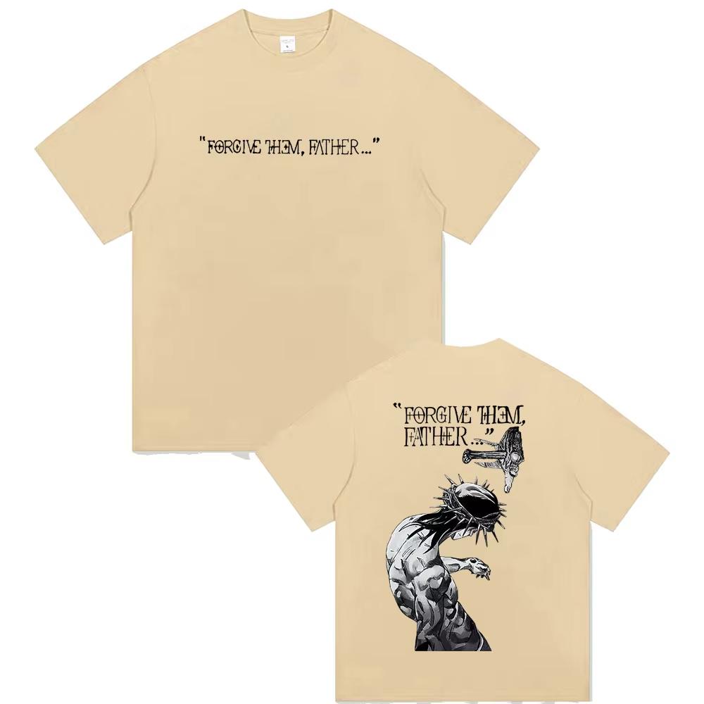 Christian Religious Jesus Forgive Them Father Tshirt 2026 Summer Men Women Gothic Rock Streetwear Male Casual Coton Tshirt