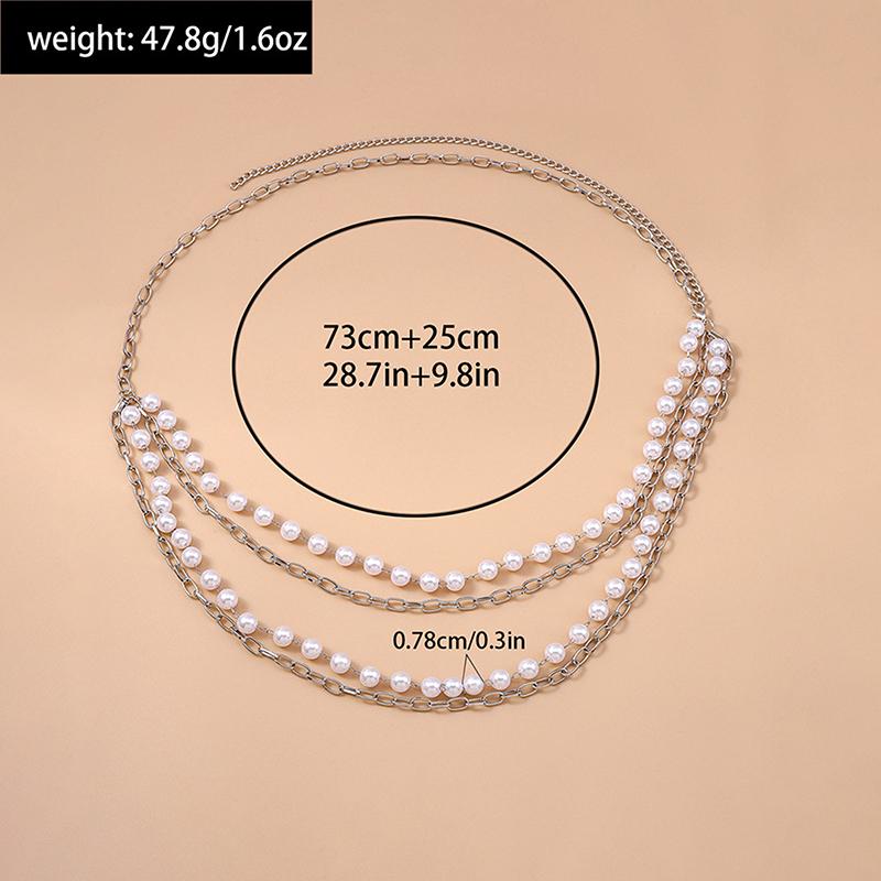 Flower Pearl Tassel Necklace Ladies Sexy Pearl Multi-Layer Body Chain Elegant Waist Chain For Beach Outfit  Accessory