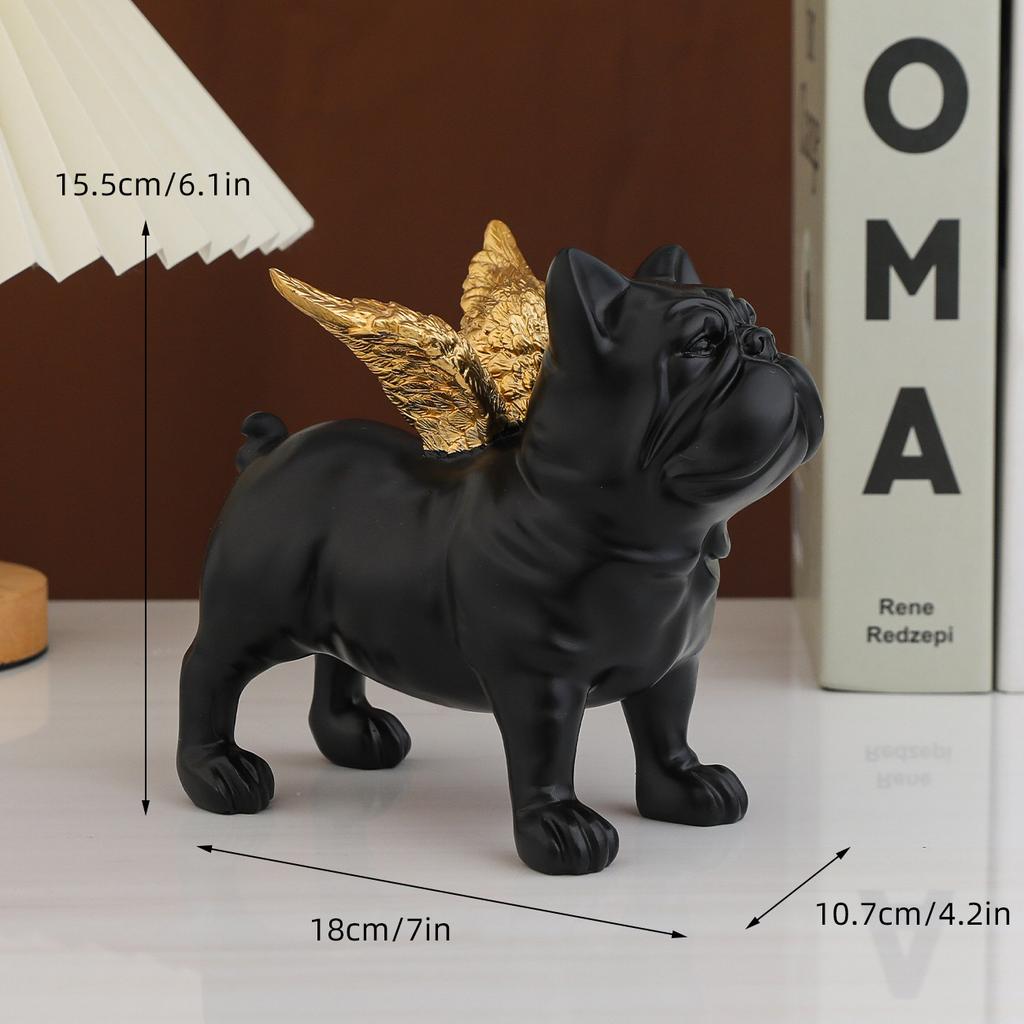 Enkle Moderne Hjemmedekorasjonstilbehør Svart Gull Bulldog Keramisk Hundhåndverk Stue Inngang Skrivebord Dekorasjonsideer