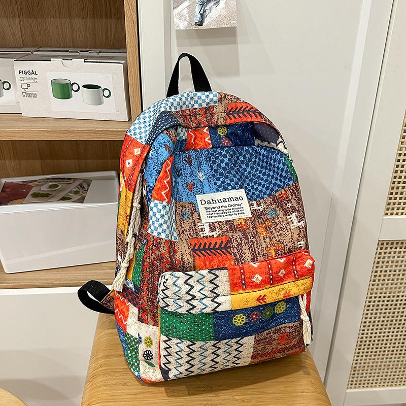 Школьный рюкзак в этническом стиле, женский, для студентки, модный, с цветочным принтом, рюкзак для ноутбука, для ученика средней школы, большой вместимости, классный рюкзак, модный