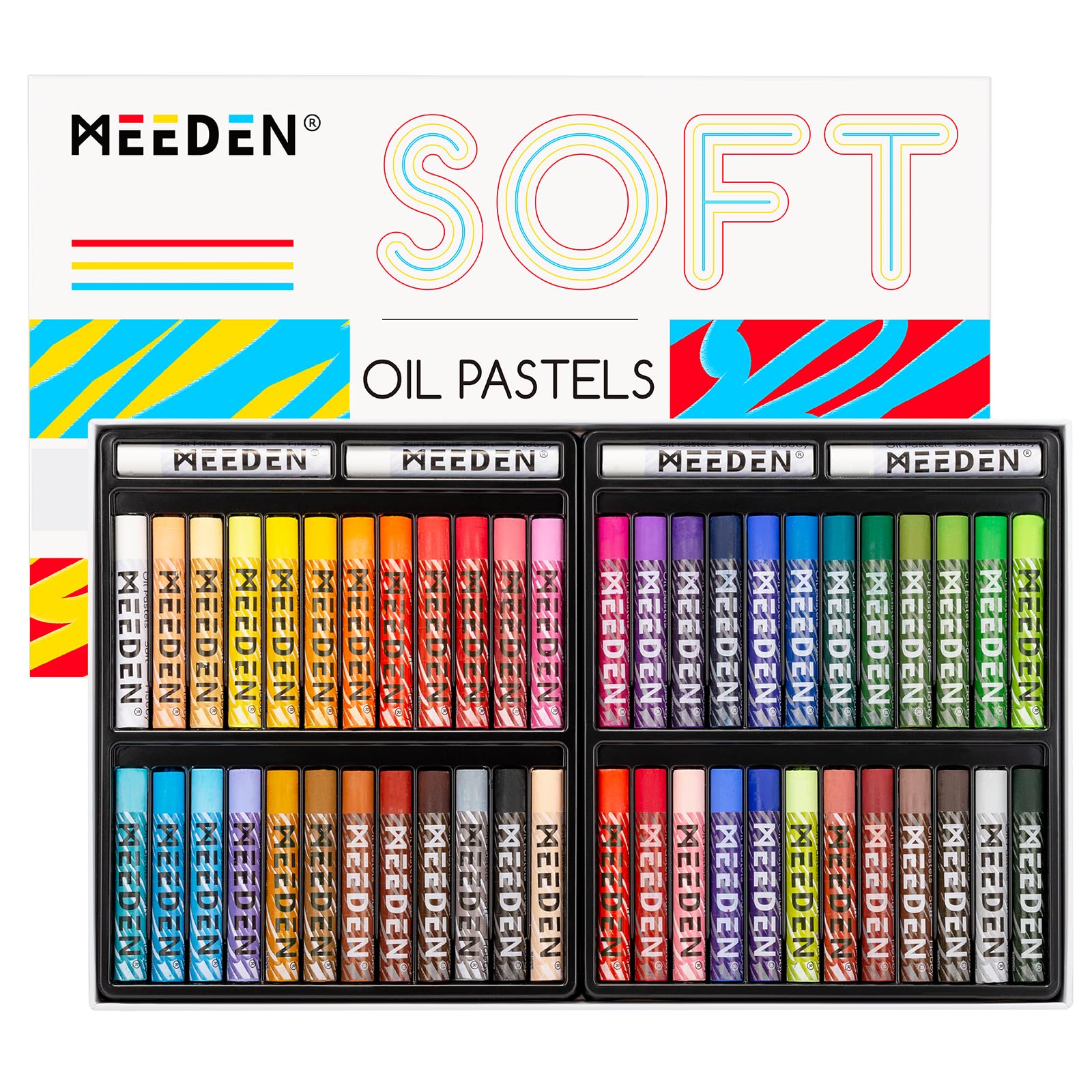

MEEDEN Oil Pastels 48 Colors + 4 White Sticks (52 Colors Total) Soft Type, Vivid Colors, Smooth Application, Suitable for Professionals and Beginners,
