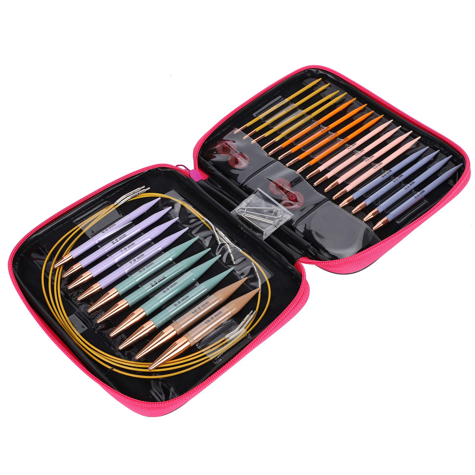 

13-Pair Interchangeable Circular Knitting Needles Set for DIY Crafts, Socks, Sweaters, Hats, and More.