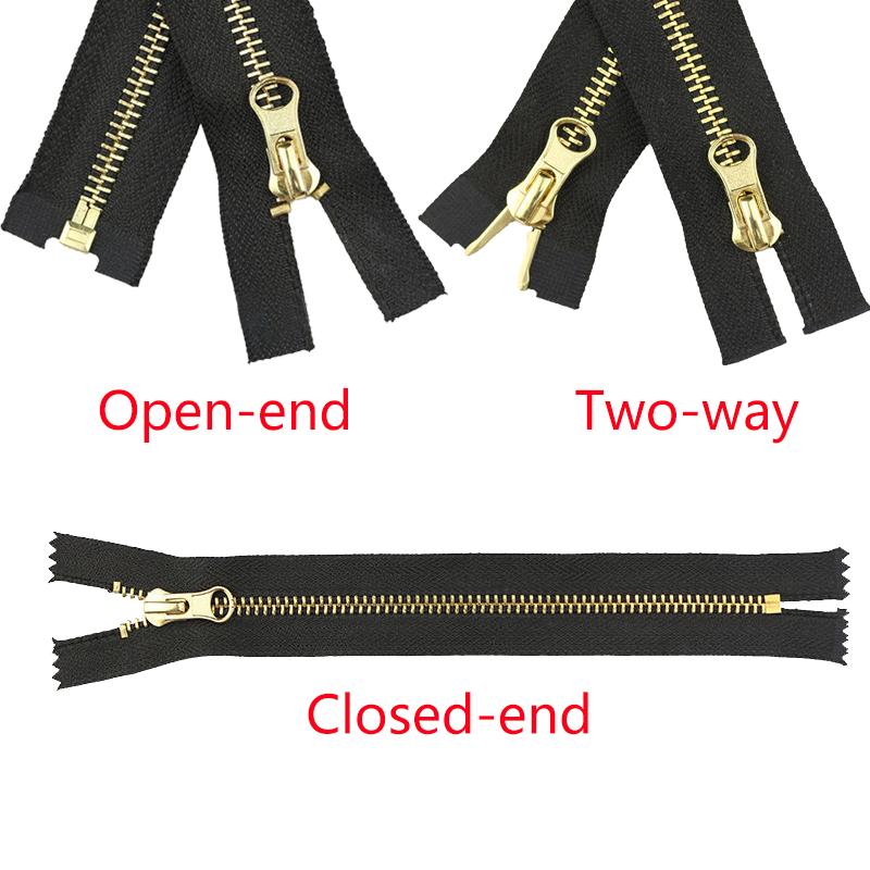 CHENQI Factory Customization 5# Nickel Silver Gold Zipper Teeth Close-End Open-End Two Way Custom Metal Zippers for Clothing 5#&15cm---Closed-end