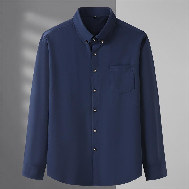 Volné pánské košile pro volný čas nadměrných velikostí s dlouhým rukávem Jednobarevné business pánské topy