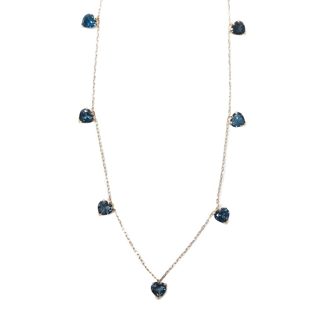 Atelier Rametto London Blue Topaz 7 Stone Natural Stone Necklace Heart Box Cute Ribbon Red London Blue Blue Rose Quartz Amethyst, Peridot, Citrine,