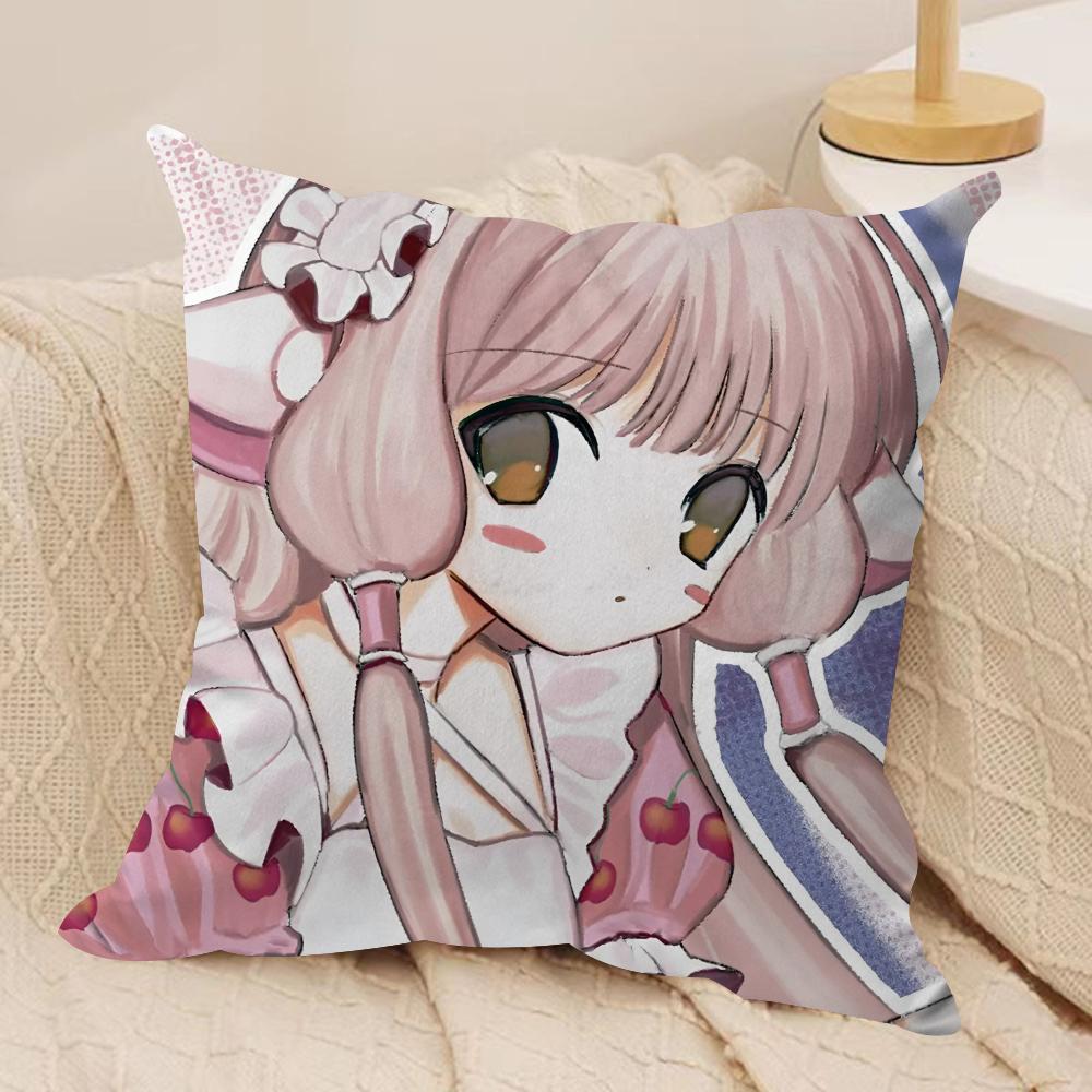 CChobits Anime cute Cushion Cover Silky Short Plush Invisible Zipper Dustproof Sofa Pillow Case for Home Decor