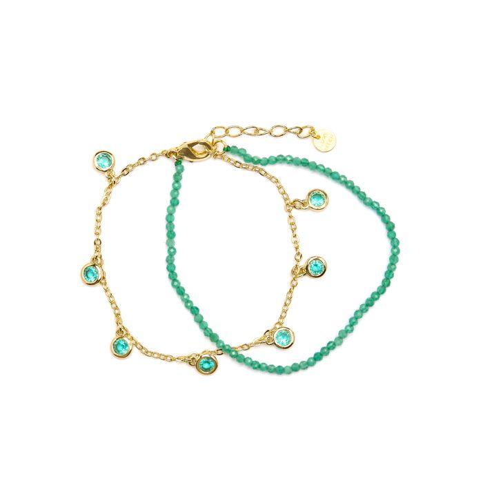 Luxenter Bracelet with Emerald Cubic Zirconia Finished In 18 Carat Yellow Gold - Zaru