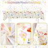 Spring Wildflowers Plastic Tablecloth Floral Grass Tablecover for Weddings, Mother's Day, Birthdays, Seasonal Spring Party Decor