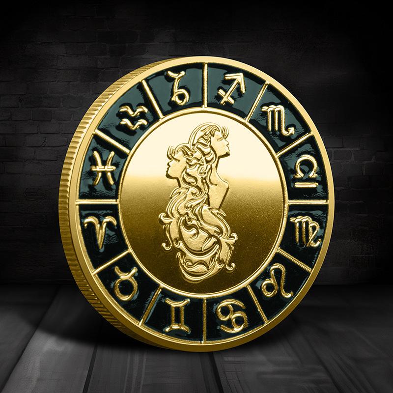 Single Zodiac Sign Commemorative Coin, Individual Constellation Collectible Medal, 40mm Diameter Astrology Souvenir Coin for Collection & Gift