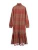 Xitao Pleated Knitted Dress Women Fashion Turtleneck Striped Casual Dress ZLL1516