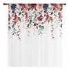 Valentine'S Day Pink Rose Flower Plant Sheer Curtains for Living Room Decoration Window Curtains Kitchen Tulle Voile Curtains