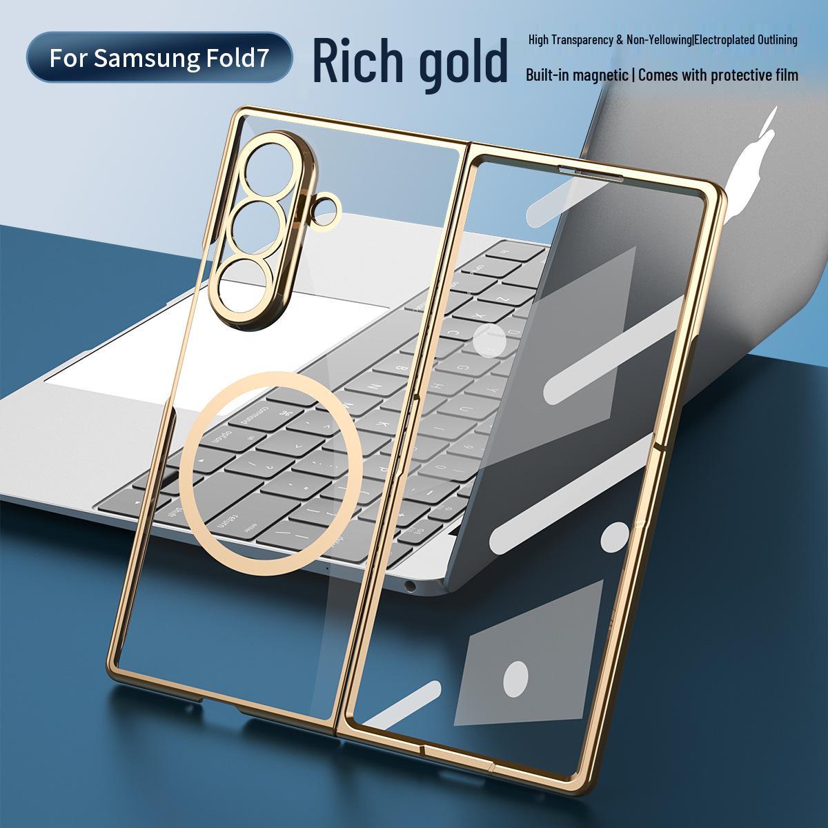 Samsung Z Fold7 Hülle: Hochtransparente, Anti-Drop, Magnetisch integrierte Schutzhülle Fold7 gold