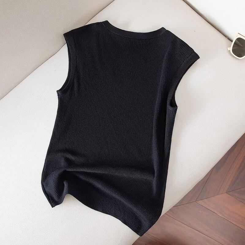 Sybill She Women's Wool Blend Sleeveless Knit Top with Rhinestones