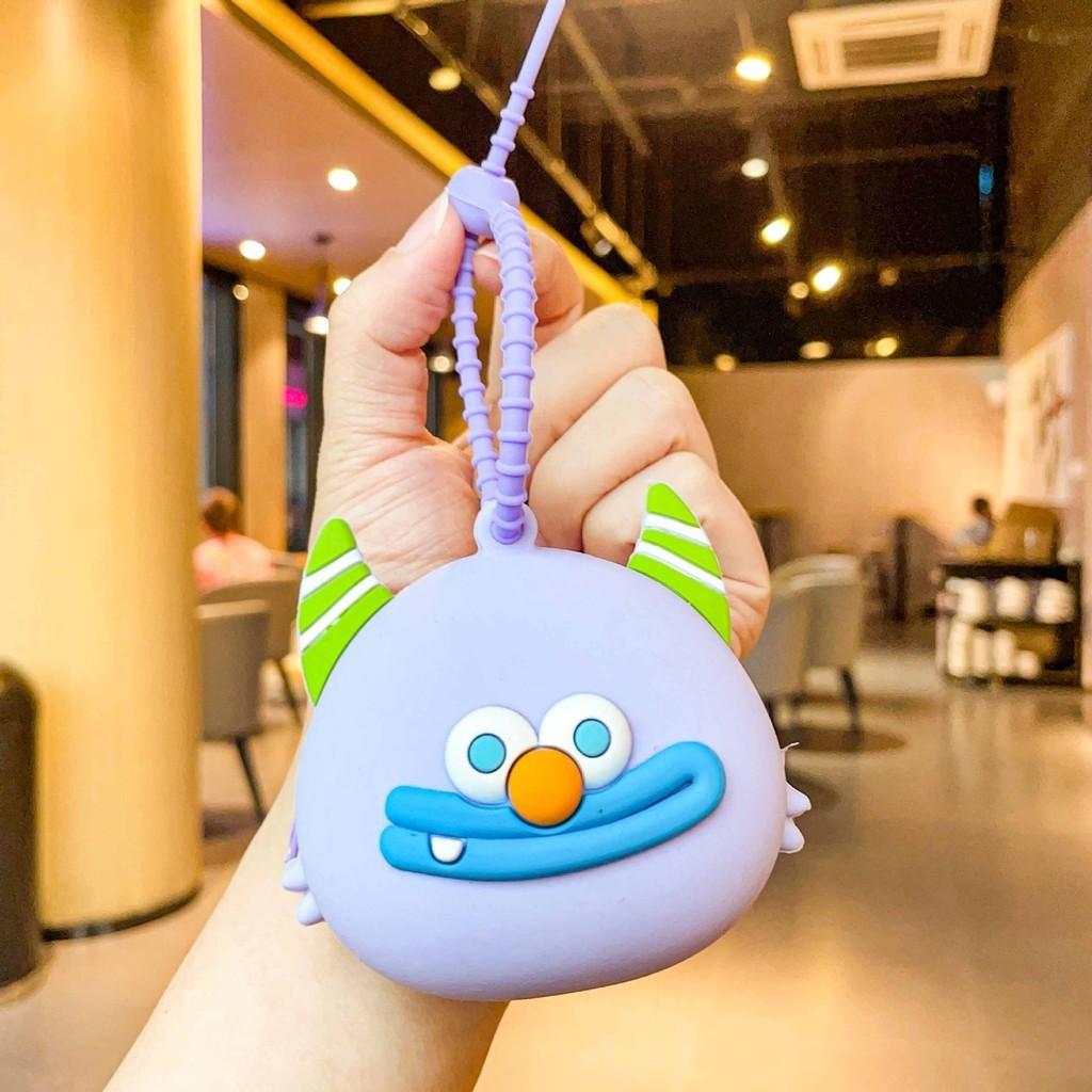 Adorable Silicone Monster Coin Purse Keychain Stylish Accessory For Girls And Kids фиолетовый