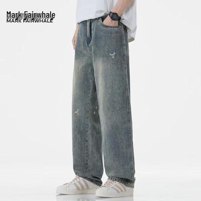 Mark Fairwhale Men's Loose Straight-Fit Distressed Jeans