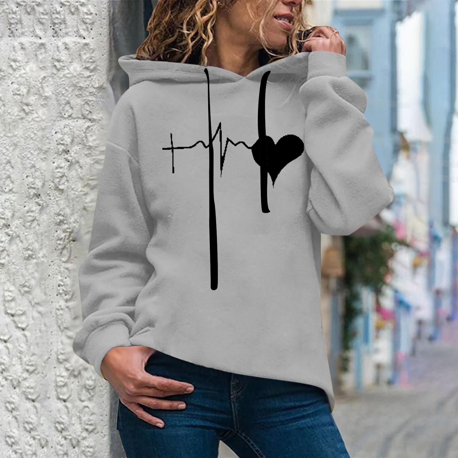 

Женская модная повседневная толстовка с капюшоном и принтом, свободные спортивные топы, пуловер XXXL серый